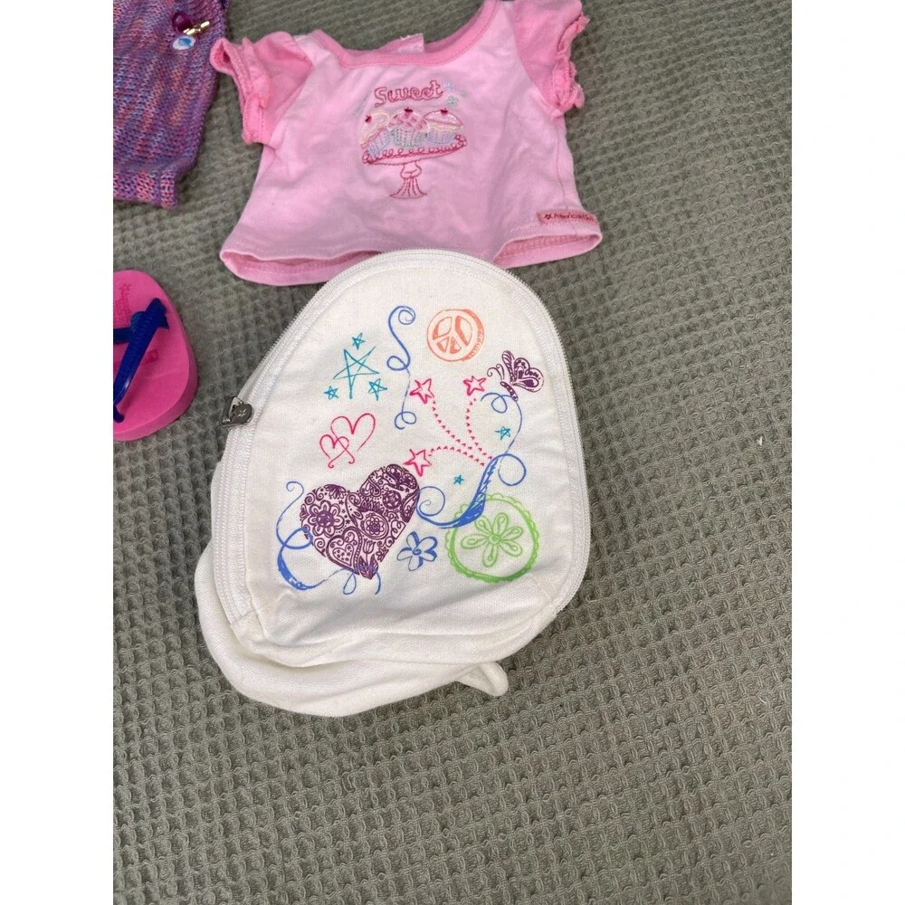 American Girl Doll Clothes Lot T-shirts Sunglasses flip flops backpack hat PJs
